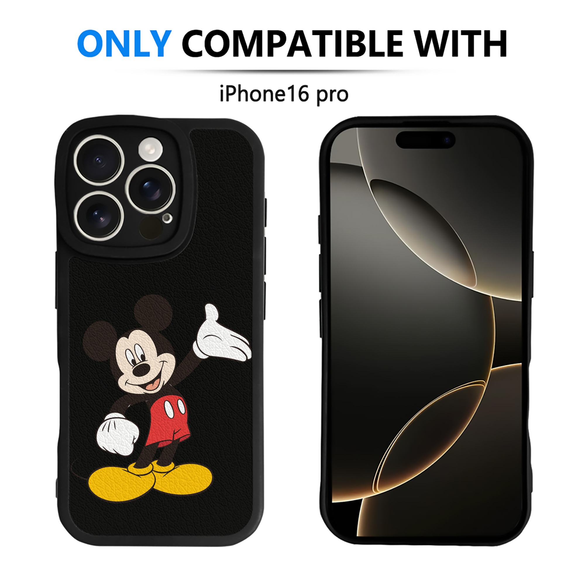 （画像用） ミッキーマウス Mickey Mouse 【iPhone 16シリーズ対応】シリコンスマホケース（レザー調） 材質：シリコン